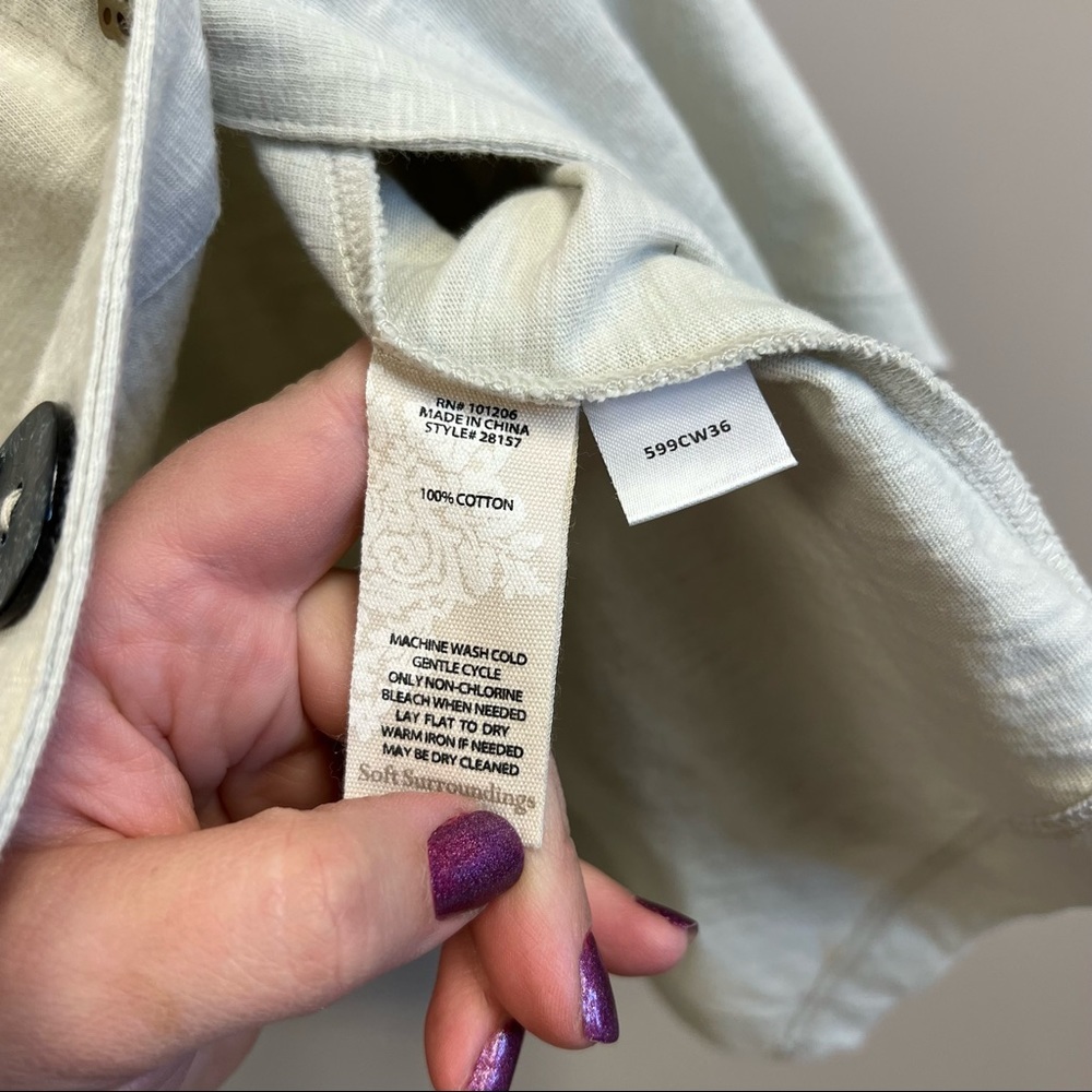 Soft surroundings Danielle button up tunic long sleeve cotton collared top small - Picture 8 of 11